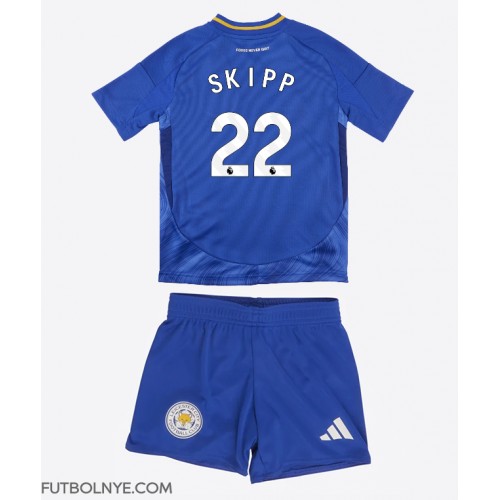 Camiseta Leicester City Oliver Skipp #22 Primera Equipación para niños 2024-25 manga corta (+ pantalones cortos)